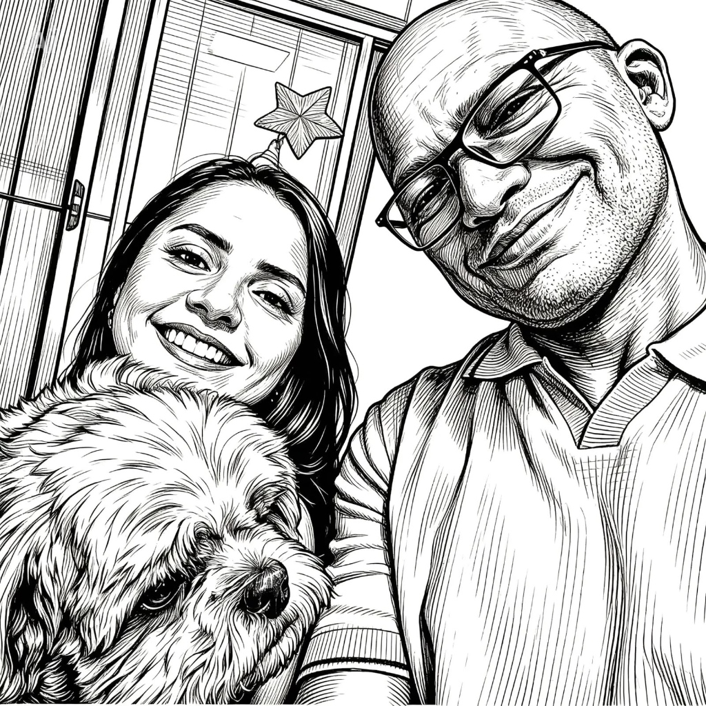 Casal com Pet Vetorizado